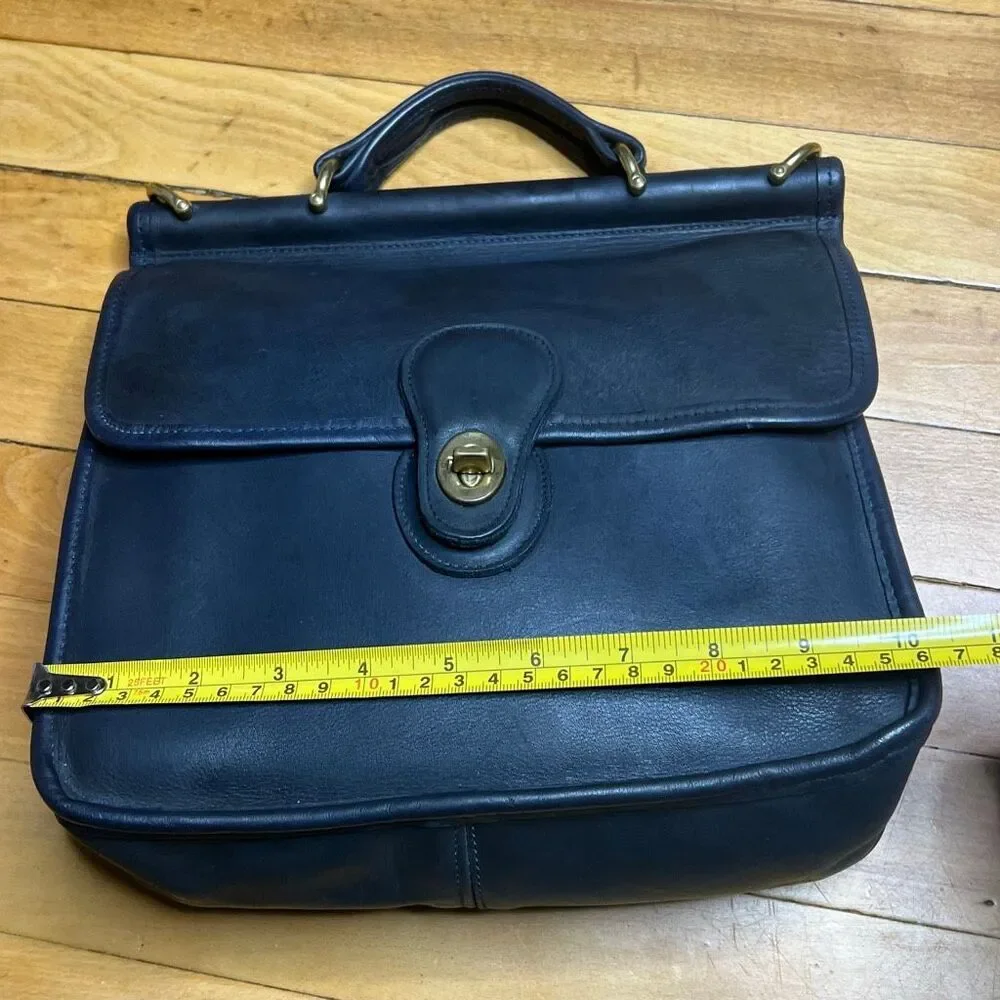 Coach, Willis Vintage Messenger Handbag Solid Black Serial Number X8D-9927